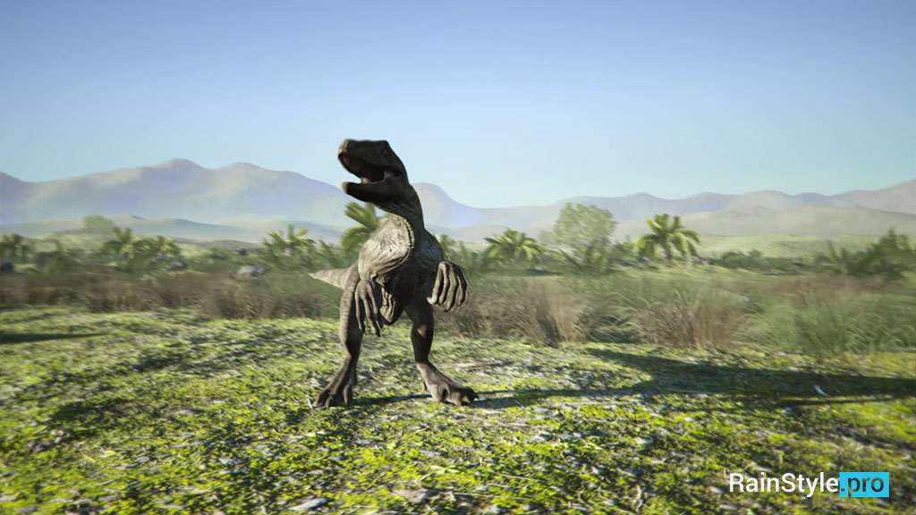 Анимированный хищный динозавр