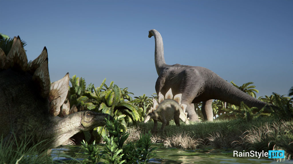 Анимация Стегозавров и Брахиозавра